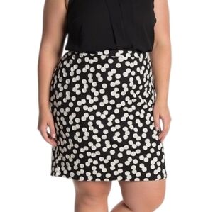 Leota For Dia & Co. Black & White Cluster Dot Mini Skirt Size 2X